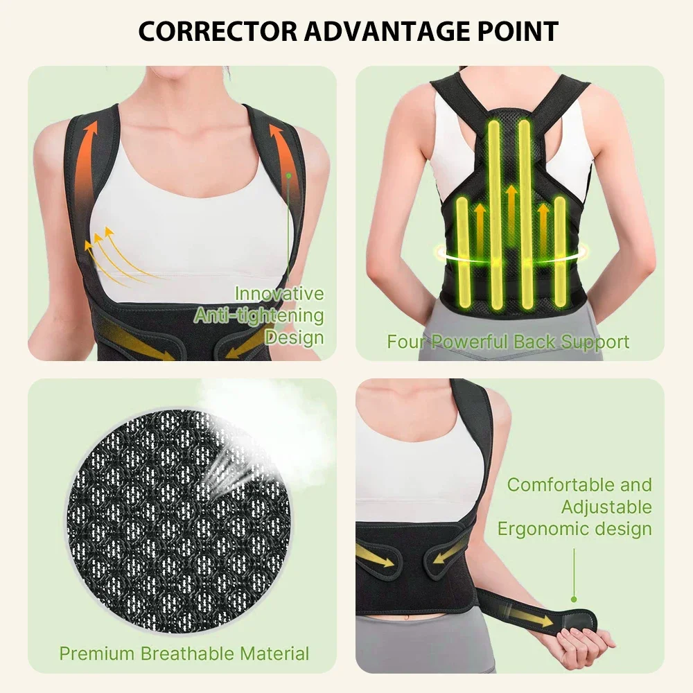 Unisex Youth Back Brace Adjustable and Lightweight Corrector Straightener for Scoliosis Hunchback