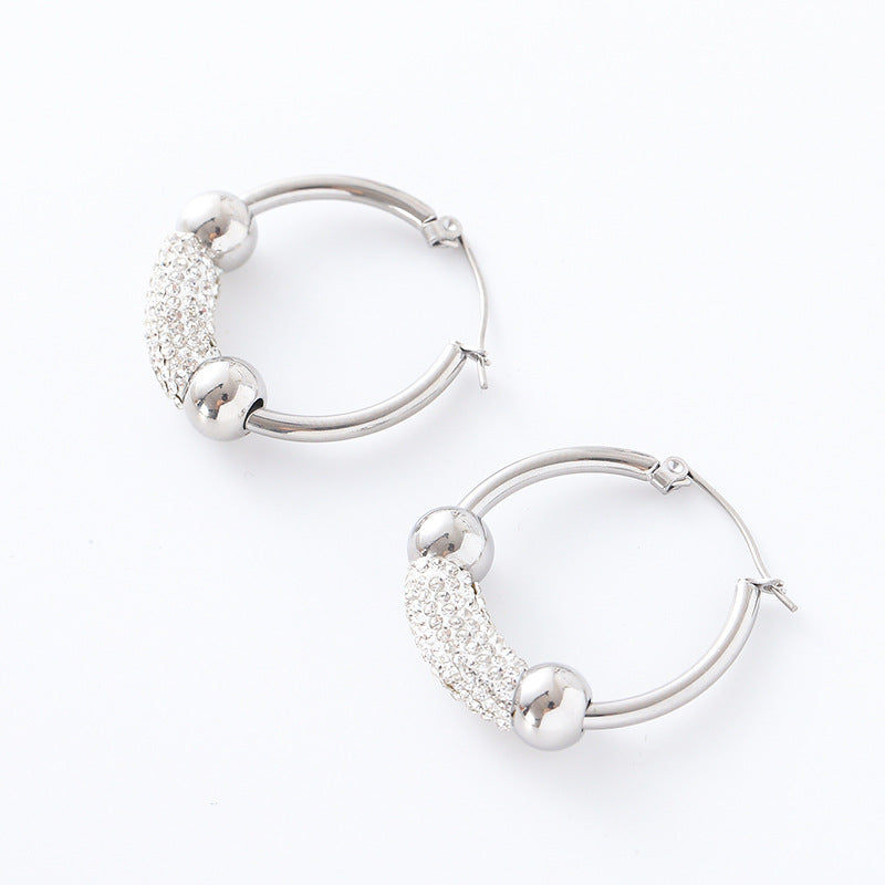 IG Style Round Geometric Stainless Steel Electroplating Stud Earrings