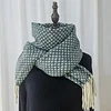 Autumn Winter Grids Knitting Tassels Unisex Shawl Scarf