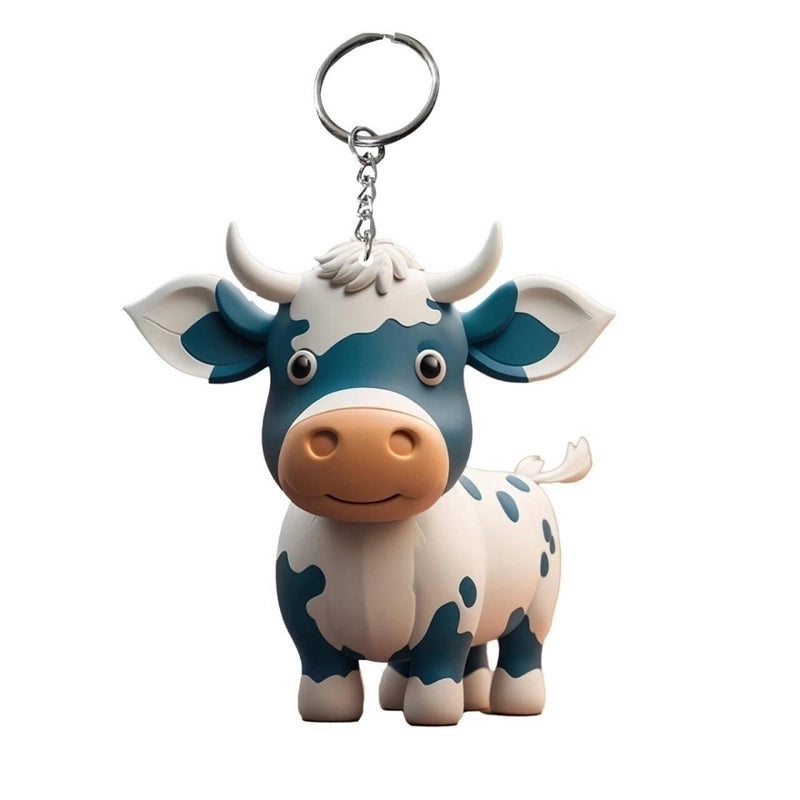2 Pieces Cute Cattle Wood Unisex Keychain