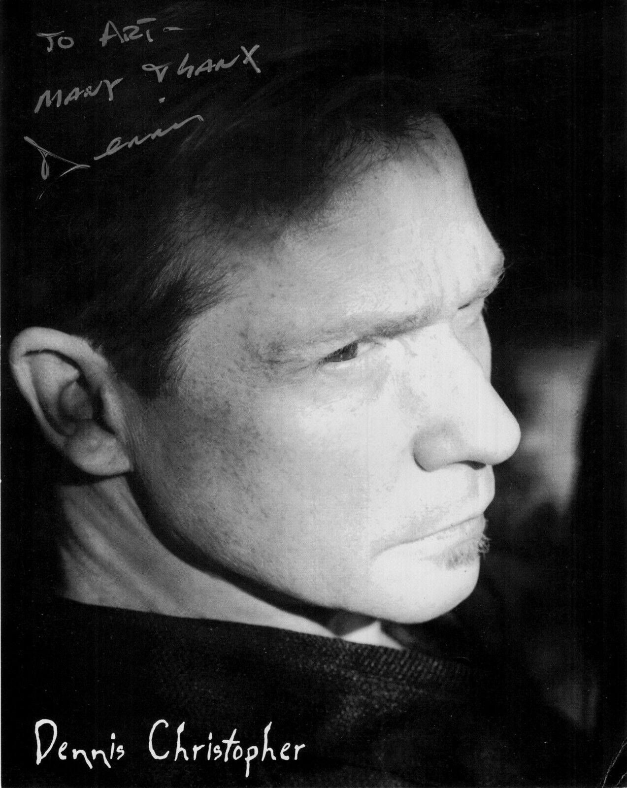 DENNIS CHRISTOPHER hand-signed STUNNING YOUNG PROFILE PORTRAIT 8x10 uacc rd coa