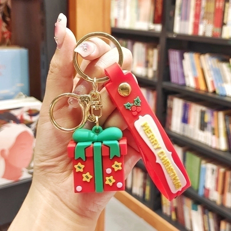 Cute Christmas Tree Santa Claus Elk PVC Metal Christmas Women’s Bag Pendant Keychain