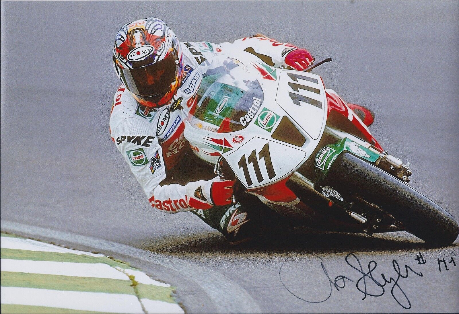 Aaron SLIGHT SIGNED CASTROL HONDA 12x8 Photo Poster painting AFTAL COA Autograph Goodwood GP