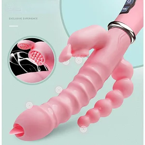 Couple sex toys 3-in-1 Waterproof Dildo with USB Magnetic Rechargeable Feature for Anal and Clitoral Vibration