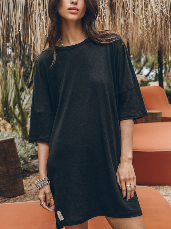 Loose Long Cotton Women's Short Sleeves tjj Shicloths