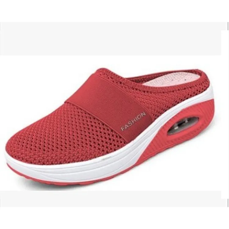 Breakj Breakj Small Net Hole Slippers Women No Heel Half-Slippers Thick-Bottom Slippers Women Net Side Half Slippers Women