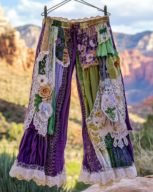 Summer Vacation Ruffle Lace Contrast Pants 9d34