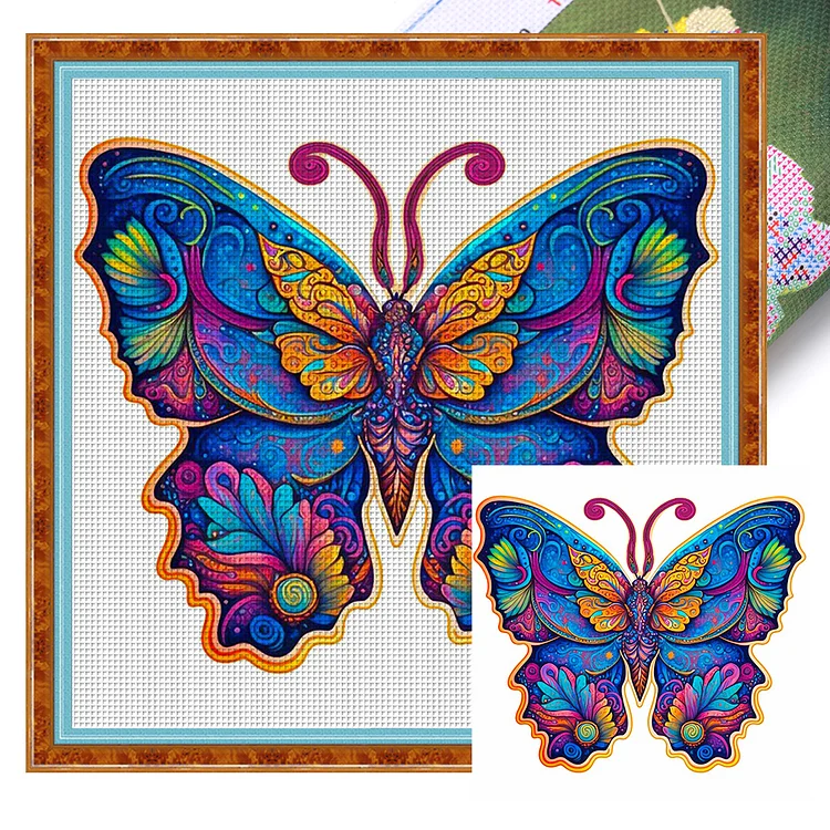 Butterfly 11CT Stamped Cross Stitch 40*40CM