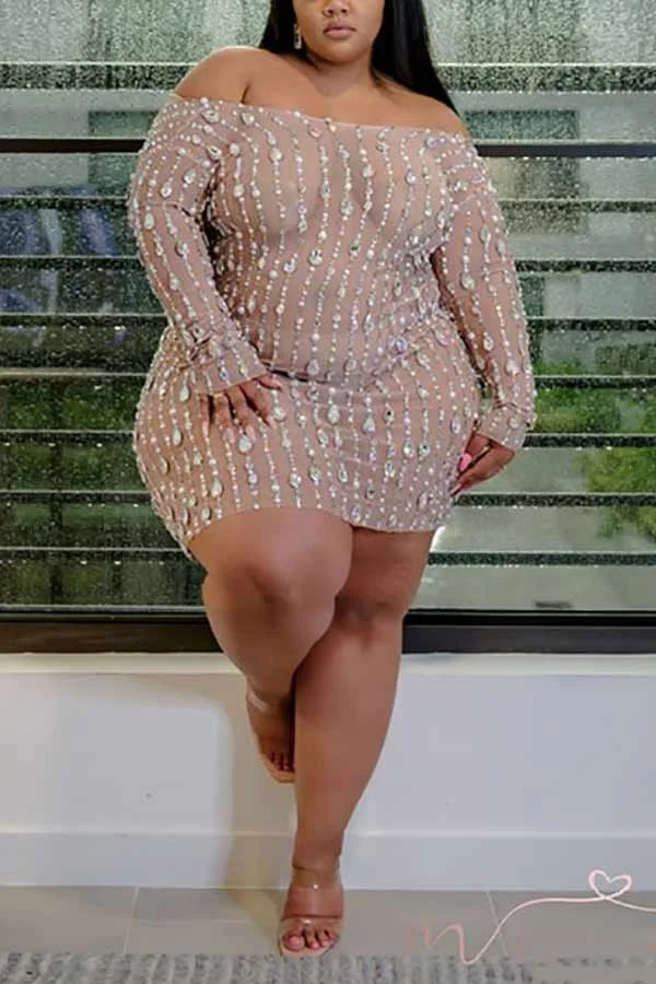 Sexy Plus Size Hot Diamond Mini Dress