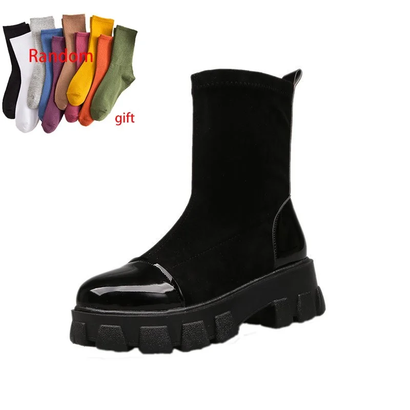 Qengg MCCKLE Women's Autumn Boots Women Ankle Boots Woman Winter Shoes Female Chunky Heel Platform High Boots Lasdies Botas Mujer 2020