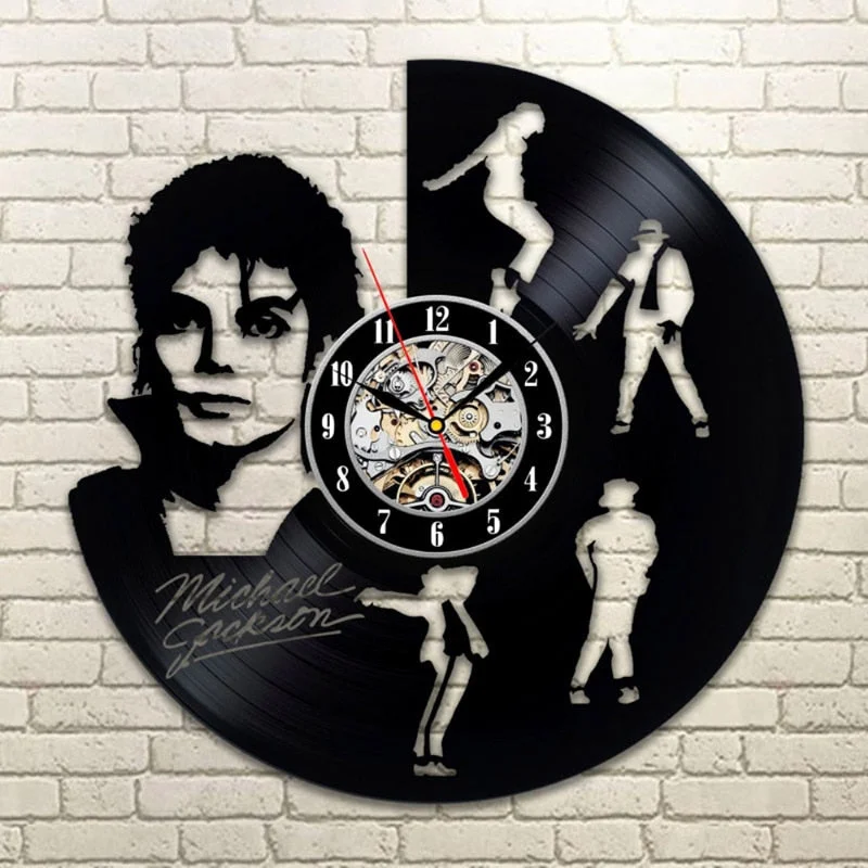 Vintage Vinyl Record Wall Clock Modern Design Music King Michael Jackson Vinyl Clocks Wall Watch Home Decor Gifts for Fan