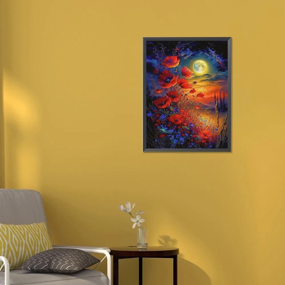 Diamond Painting - Full Round Drill - Poppy Moonlight(Canvas|30*40cm)