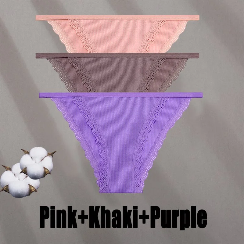 Billionm Women Sexy Lace Panties Cotton Breathable Underwear G-String Intimates Lingerie Female Solid Color Soft Underpants