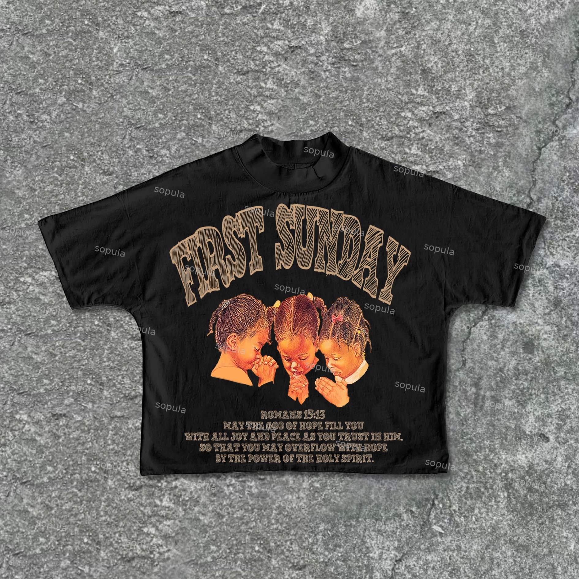 Sopula Retro First Sunday Faith Bible Graphic Print Cotton Cropped T-Shirts - Sopula ｜Premium Graphic Tees & Graphic Streetwear