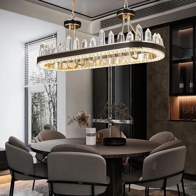Oval Crystal Chandelier Dining Room Light Fixtures Vjlight