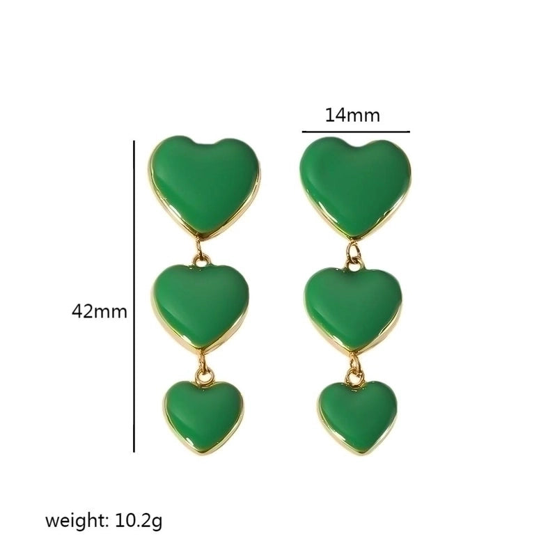 1 Pair Classic Style Heart Shape Polishing Plating 304 Stainless Steel Drop Earrings Ear Studs