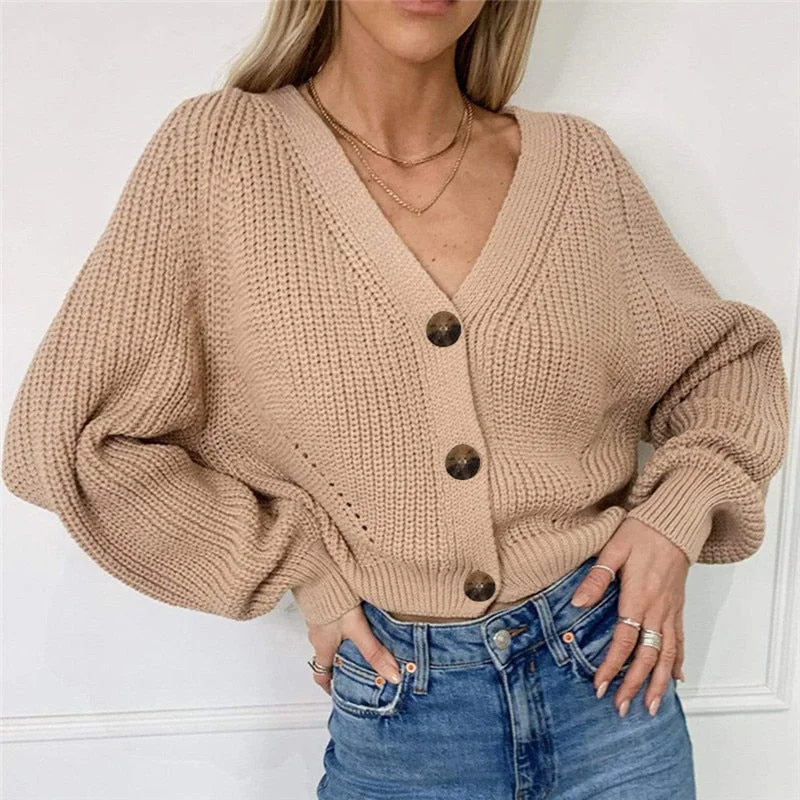 2020 Autumn Cardigan Women V-Neck Button Batwing Sleeve Knitted Sweater Casual Solid Oversized Cardigans Korean Chic Tops Ladies