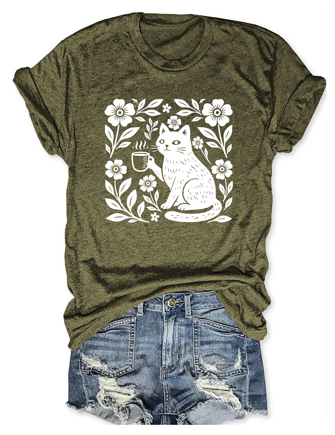 Boho Cat Coffee Lover T-shirt