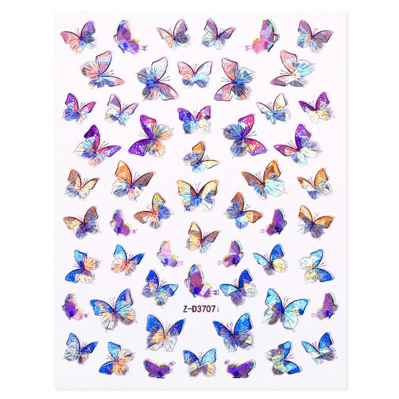 1 Sheet Nail Art 3D Nail Sticker Butterfly Colorful Nail Decals Fairy Tales Nail Transfer Decals Nail Decorations DIY Design