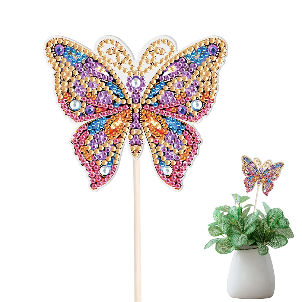 DIY Butterfly Special Shape Garden Stake Diamond Art Craft Kits for Adults Beginners
