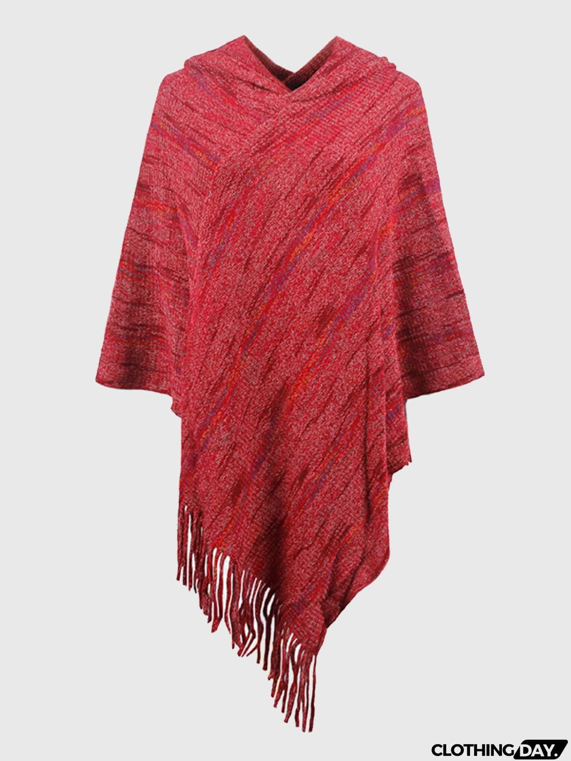 Fringe Hem Hooded Poncho