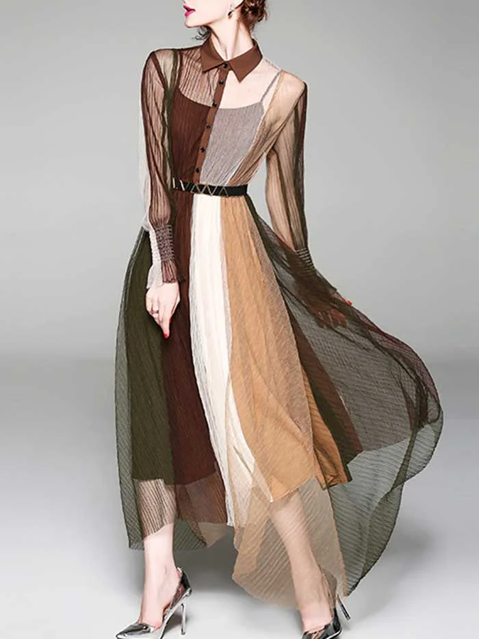 Women's new elegant net yarn dress with laces