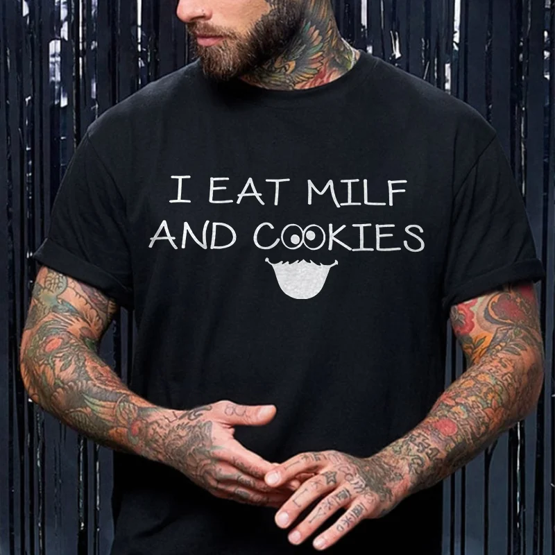 I Eat Milf And Cookies Printed Men's T-shirt -  