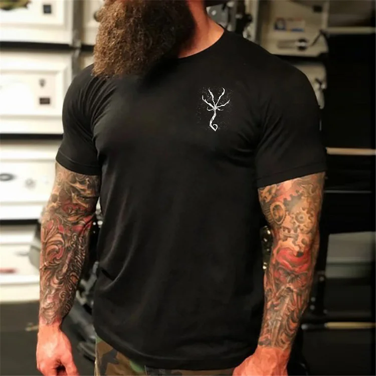Alien Contract Mens Fashion Sleeve Print Short Pullover