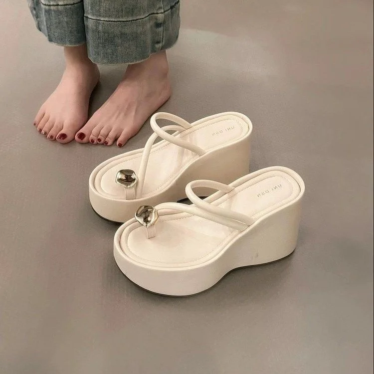 Wongn Wongn Toe Silver Small Slippers Women's Shoes Wear 2024 New Summer Small Platform Fashion Sandals