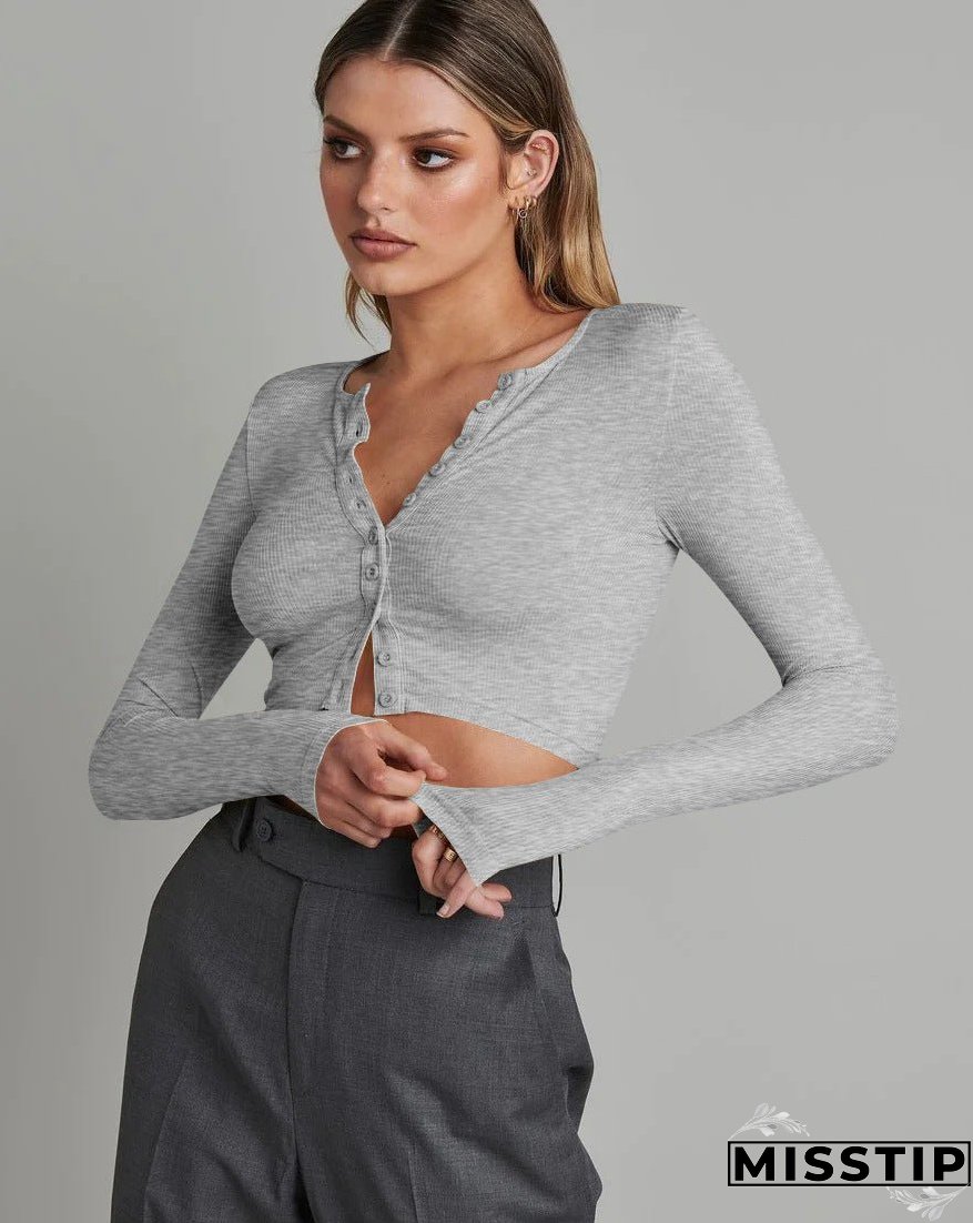 Women's Button Long-sleeved Knitted Autumn Fashion Wear Knitwear