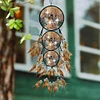 Diamond Painting Wolf Feather Wind Chime Hanging Pendant for Home Window Decor