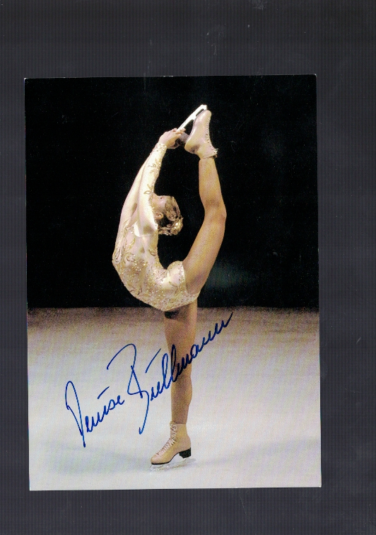 Denise Biellmann Swiss USA Figure Skating Signed 4 x 6 Photo Poster painting Card W/Our COA