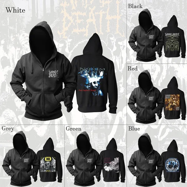6 Designs Napalm Death Cotton Nice Soft Zipper Sweatshirt Rock Hoodies Shell Jacket