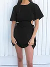 Hollow Short Sleeves Mini Dress
