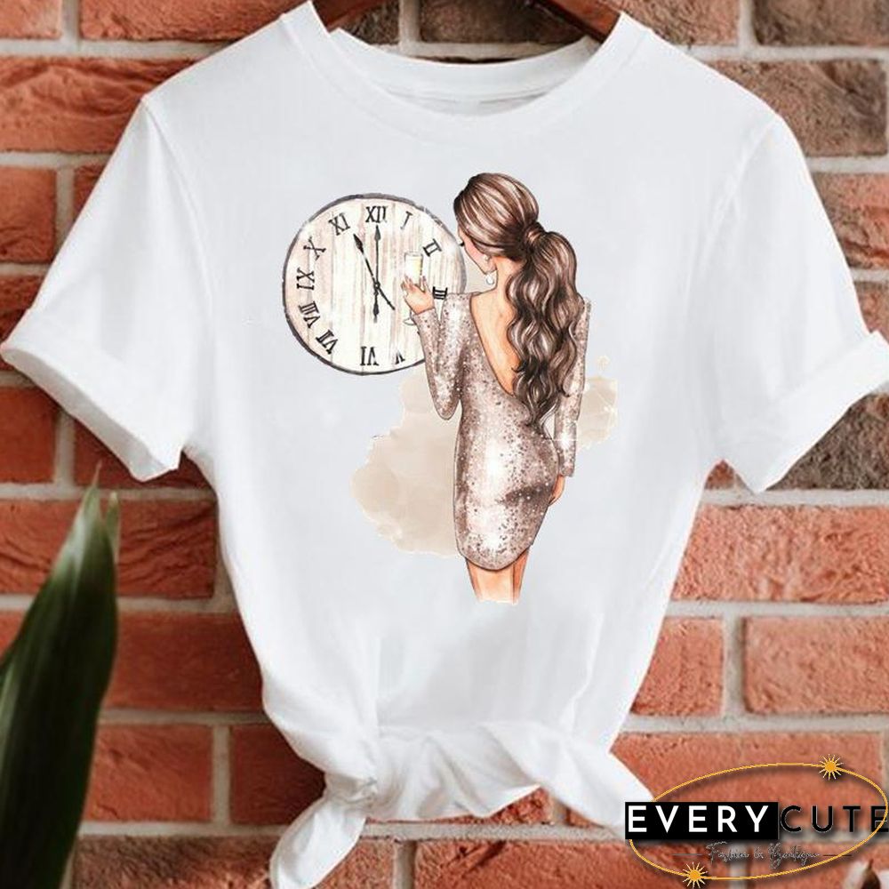 Women Lady Short Sleeve T-Shirts Print Tee Fashion Summer Clothes Female Style New 90S Trend Tshirt Top Graphic T-Shirt
