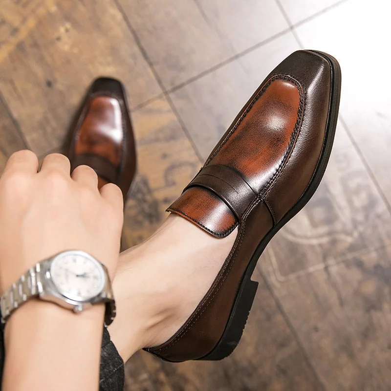 YRZL Leather Shoes Men Spring Autumn Business Slip-on Loafers Men Casual Shoes Big Size 48 Men Shoes Leather