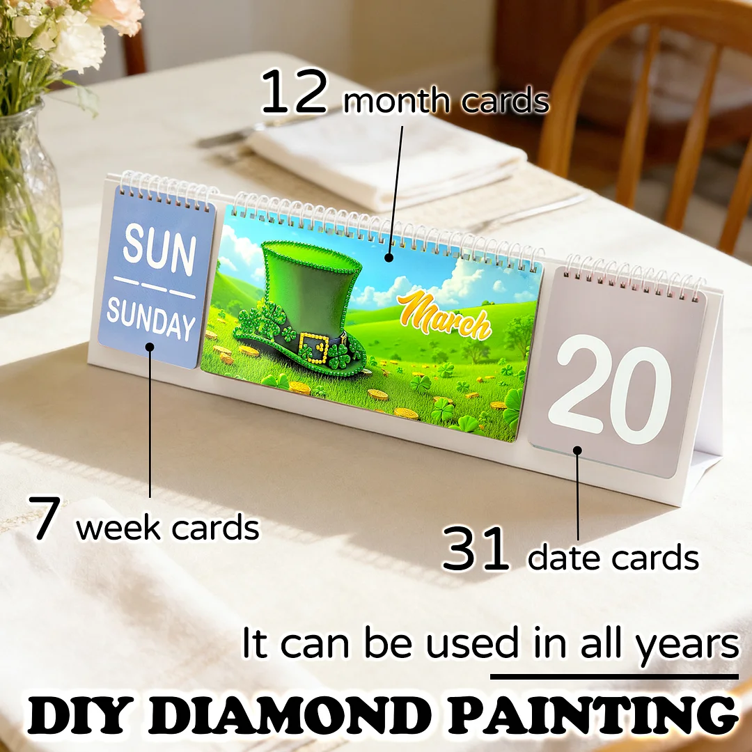 2026 Pink Flower DIY Diamond Art Painting Desk Calendar Special Shaped Drill Monthly Flip Tabletop Calendar Kit for Adults Beginners Gift Home Office Decor
