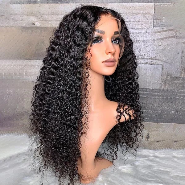 Junoda Kinky Curly Hair T Part Lace Wigs Virgin Human Hair Wigs