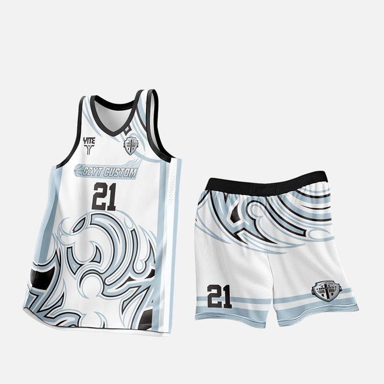 YITE | XL25-010- White And Blue Basketball Uniforms