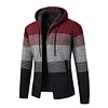 💥2025 New Arrivals!Men's Sweater Striped Contrast Color Knitted Sweater Cardigan Jacket Hoodie Sports Casual Hiking Jacket Zipper Sportswear Autumn And Winter Plus Velvet Thick Warm