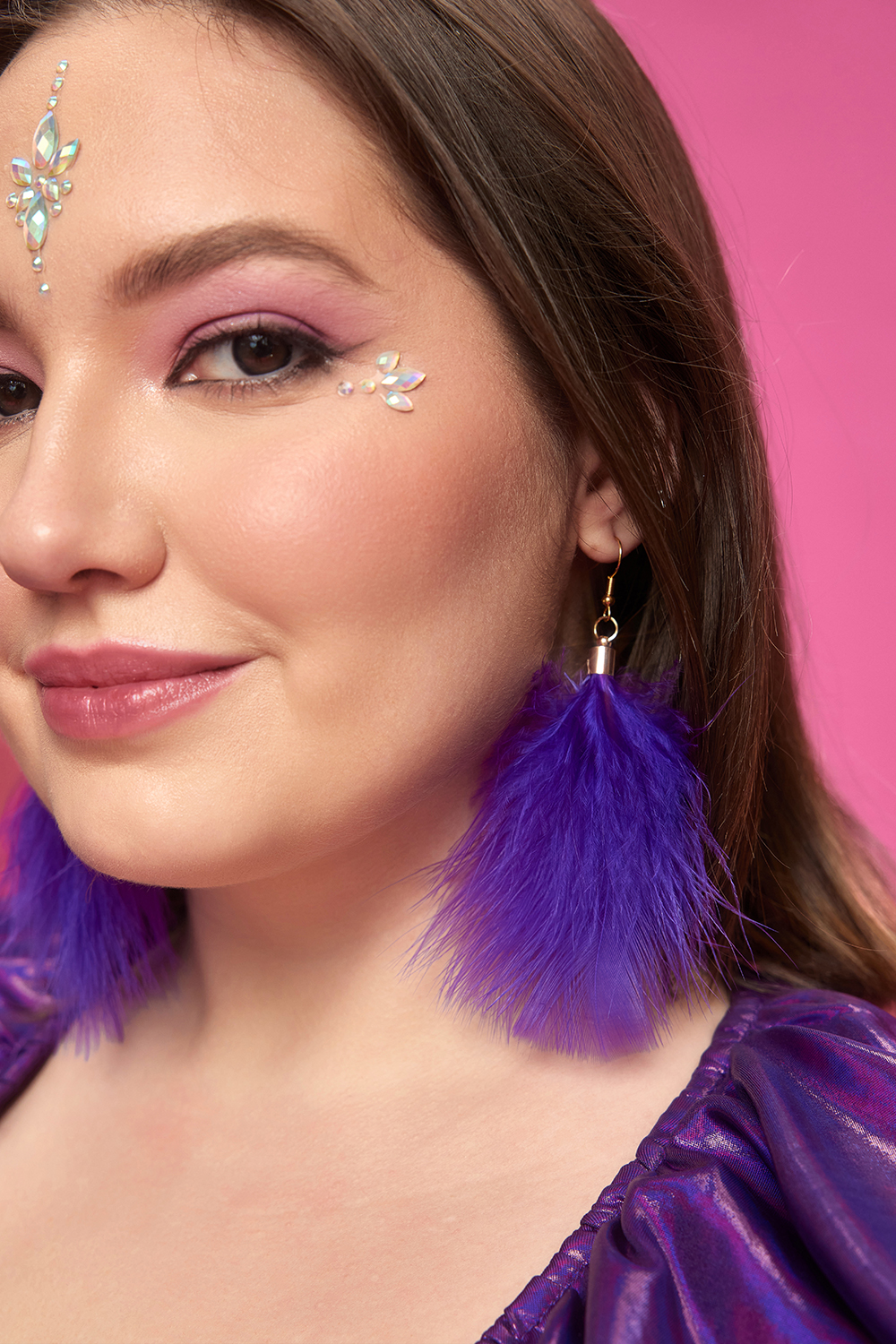 Party Feather Tassel Solid Pendant Earrings