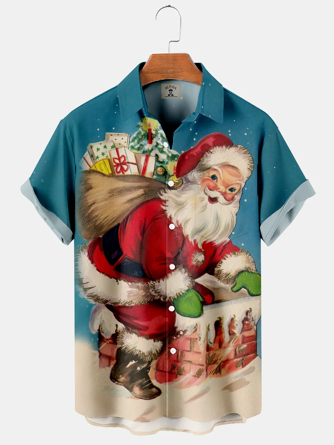 Men's Christmas Fun Santa Claus Gifts Printed Short Sleeve Shirt