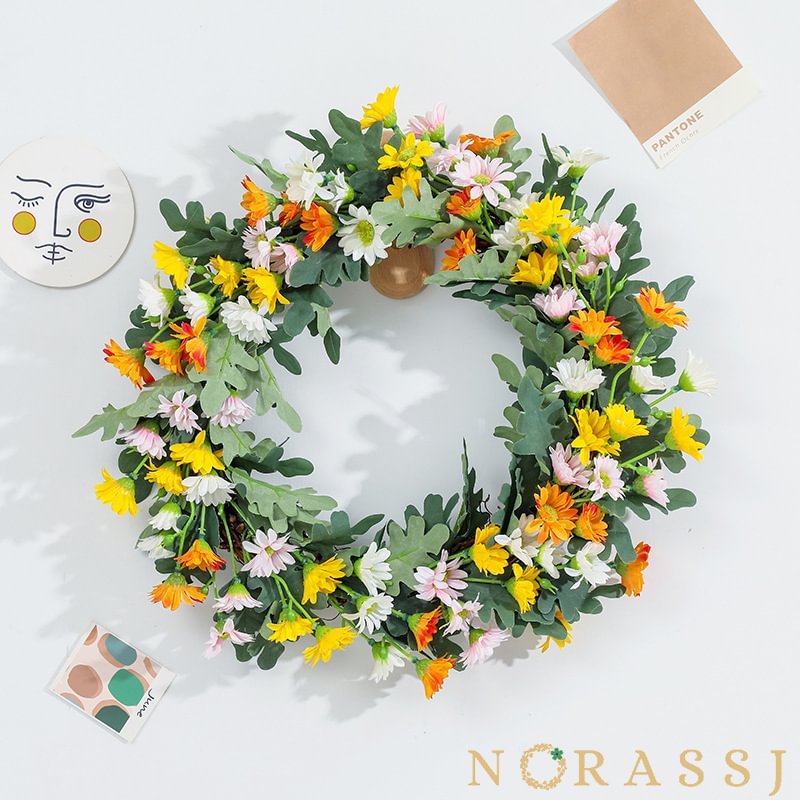 Colorful Daisies Summer Wreath For Front Door
