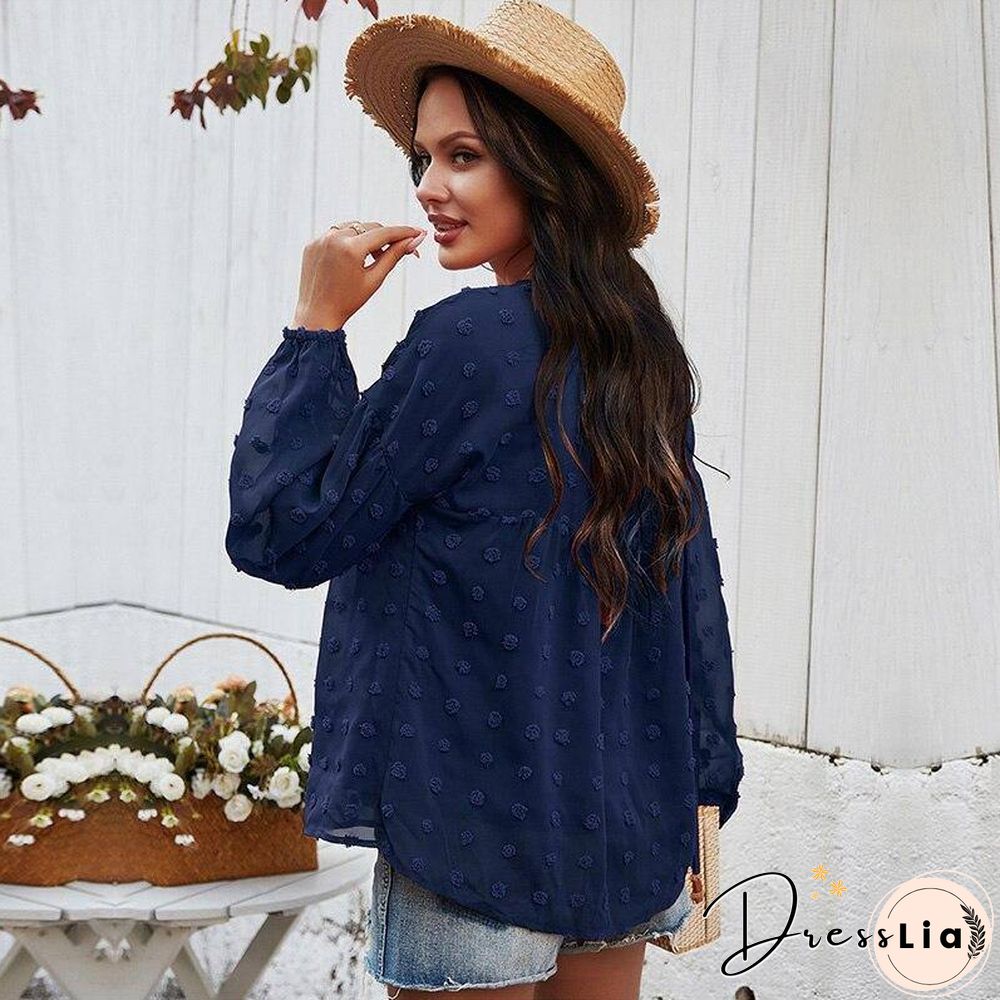Spring New chiffon blouse women fashion neck full sleeve summer shirt tops for casual
