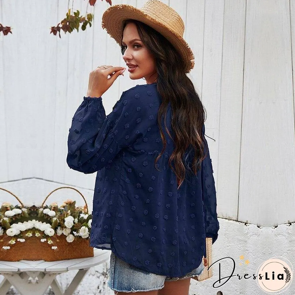 Spring New chiffon blouse women fashion neck full sleeve summer shirt tops for casual