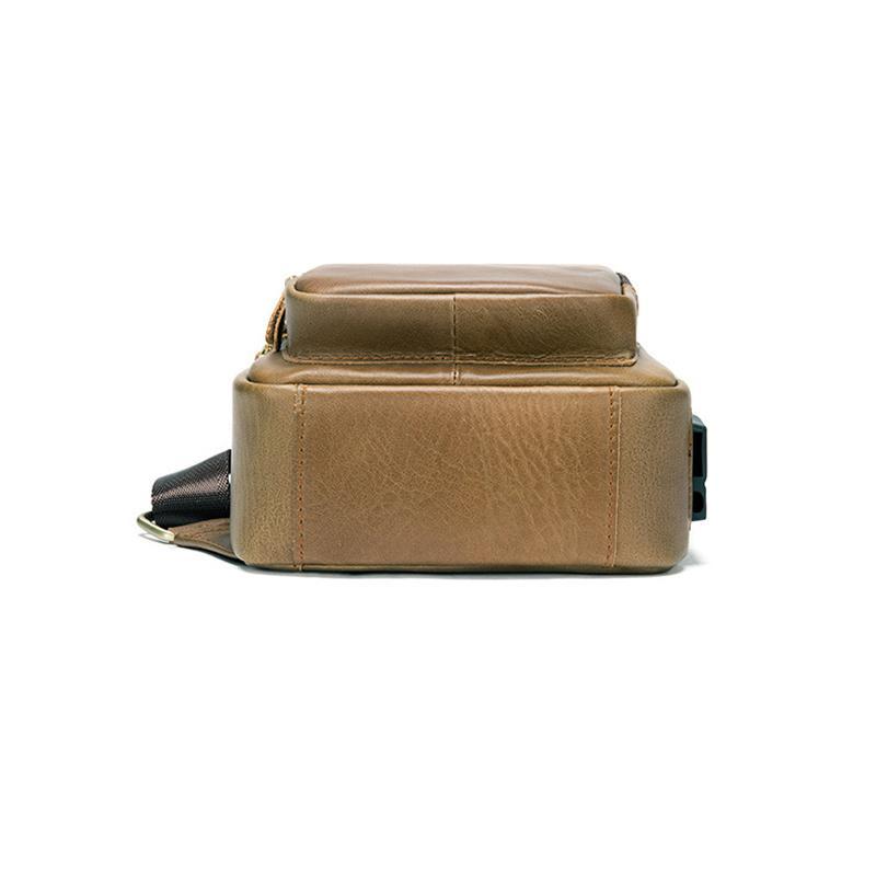 Men's Chest Bag Fashion Casual Leather Crossbody Bag With Earphone Hole And Usb Charging Port