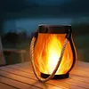 Solar Lanterns Lights with Dual Charging Modes of Solar & Type-C Flickering Flame Garden Light for Garden Yard Patio Decorative