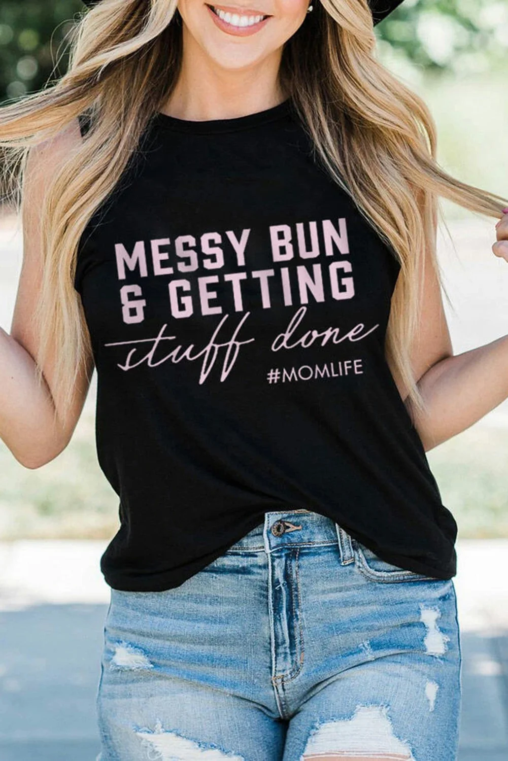 Messy Bun & Getting Stuff Done Mom Life Graphic Tank Top | IFYHOME