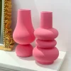 Hot Pink Ceramic Vase, Colorful Ceramic Vase, Modern Dried Flower Vases, Pink Round Vase for Centerpieces Wedding Dinner Table Party Office, Housewarming Gift