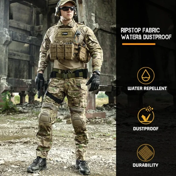 Army Tactical Desert Combat Suits With Knee Pads